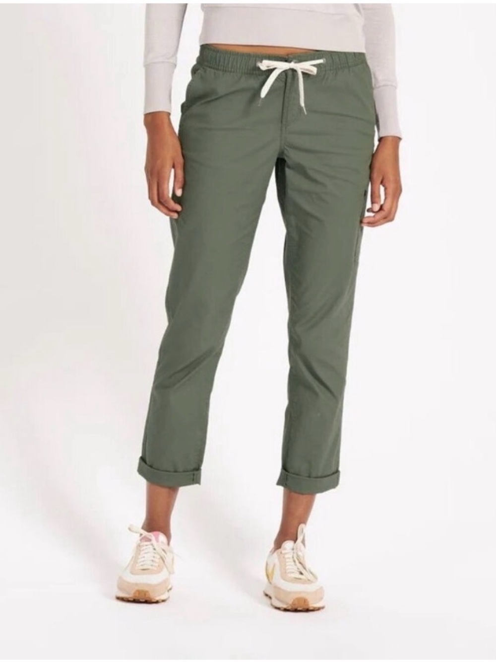 Vuori Women Ripstop Climber Pants Zip Pockets Organic Cotton Army Green X-S